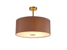 DK0185  Baymont 50cm Semi Flush 1 Light Antique Brass, Taupe/Halo Gold, Frosted Diffuser